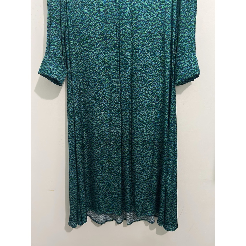 COS Shirt Dress Women’s 2 Teal Black Marble Printed Midi Rayon Long Sleeve - Picture 6 of 14